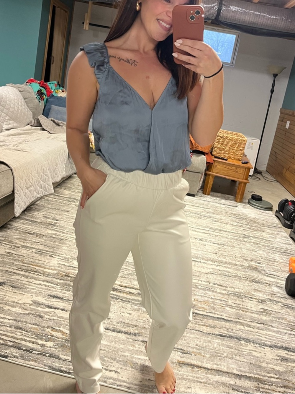 Elegant White Women's Straight Leg Pants